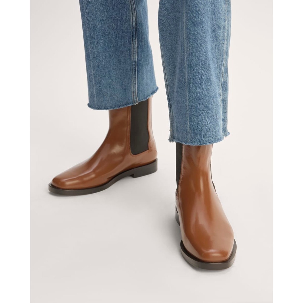 Everlane Chelsea Boot Women Size 8 Brown Leather Square‎ Toe Minimalist